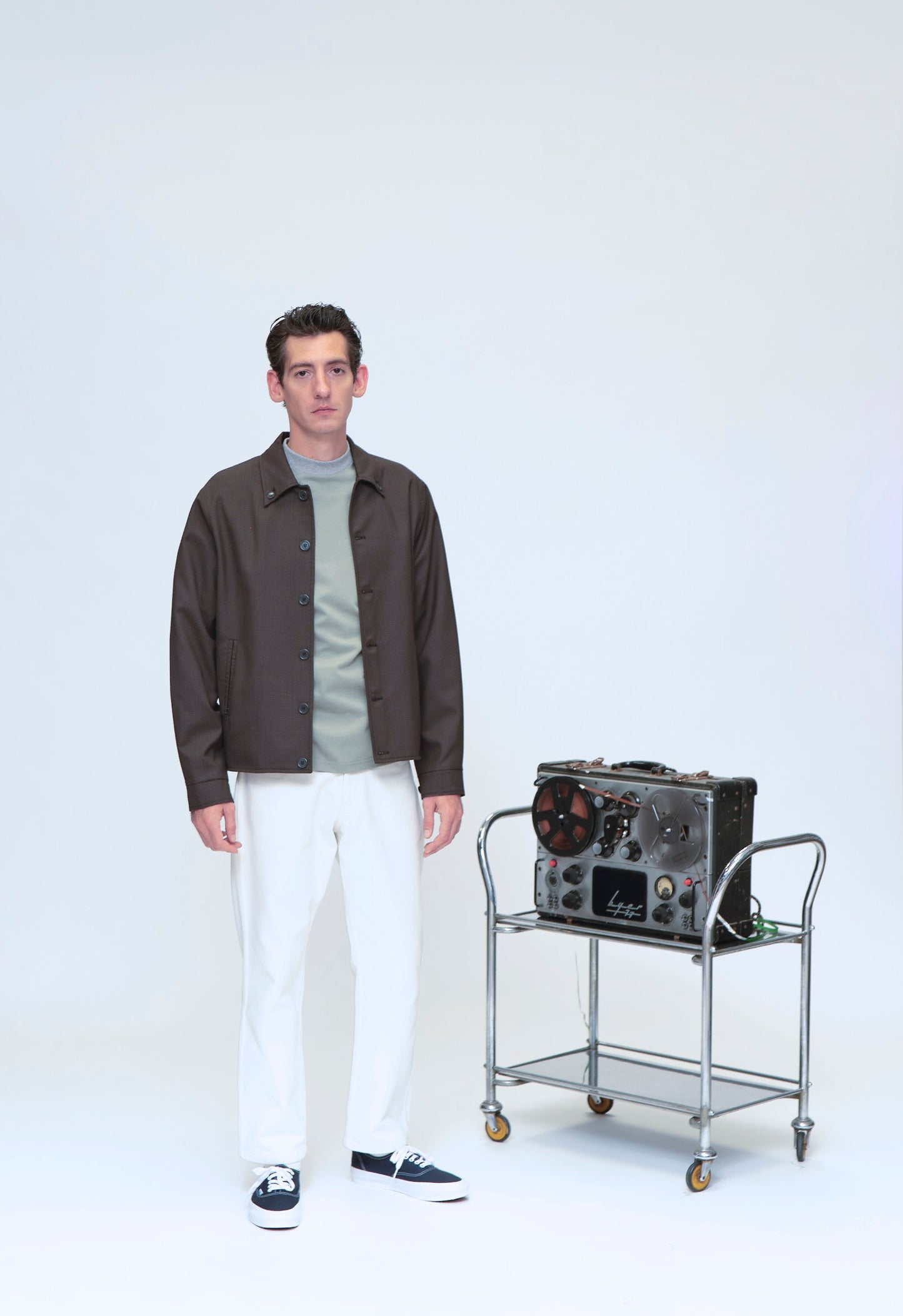 ISLAND Button down collar puppy tooth jacket (Dark Olive)