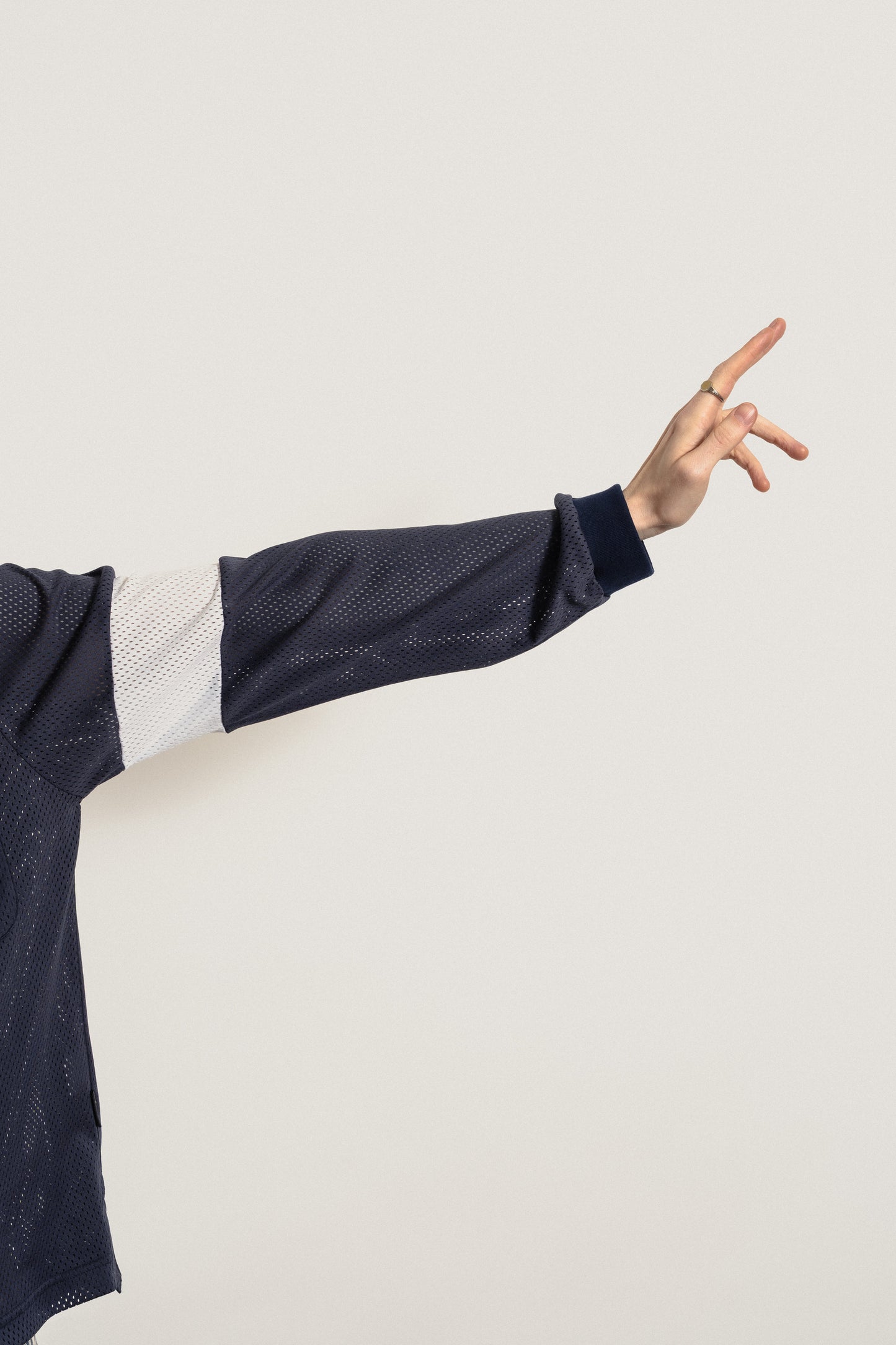 POOLS Airtex longsleeve polo - Navy