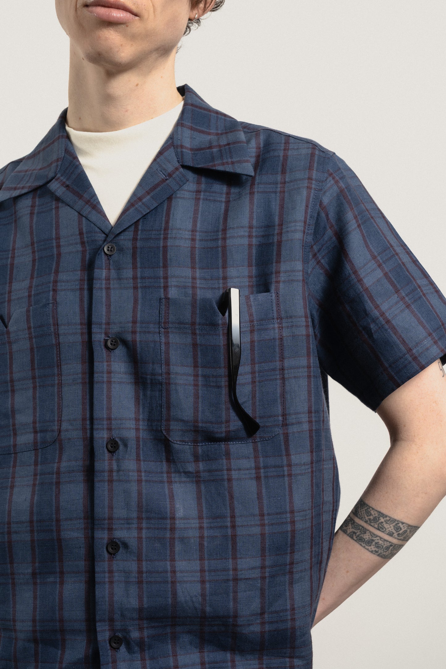 SONORAN Check linen shirt - Indigo