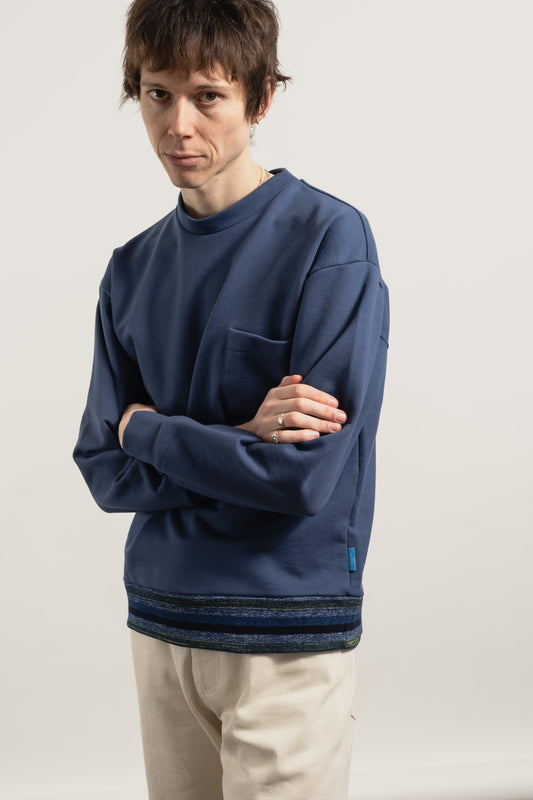 TIDE Mock turtle neck sweatshirt - Delft Blue