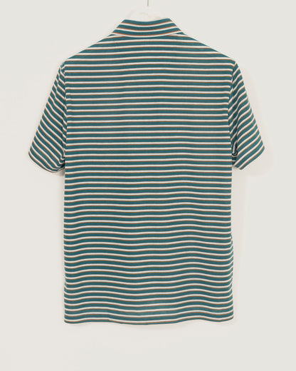 POOL Fine stripe polo - Ivy Green