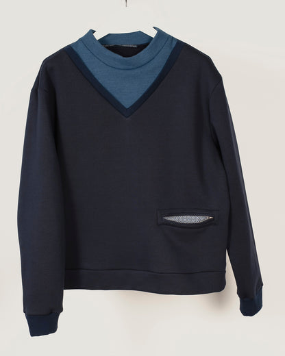 CASPER - Mock V Sweatshirt Blues