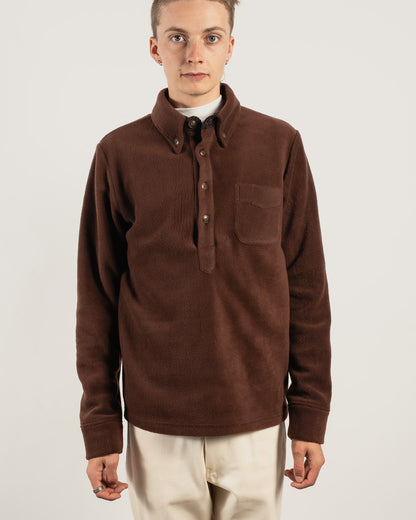 BROOK Fleece Polo shirt - Chestnut Brown