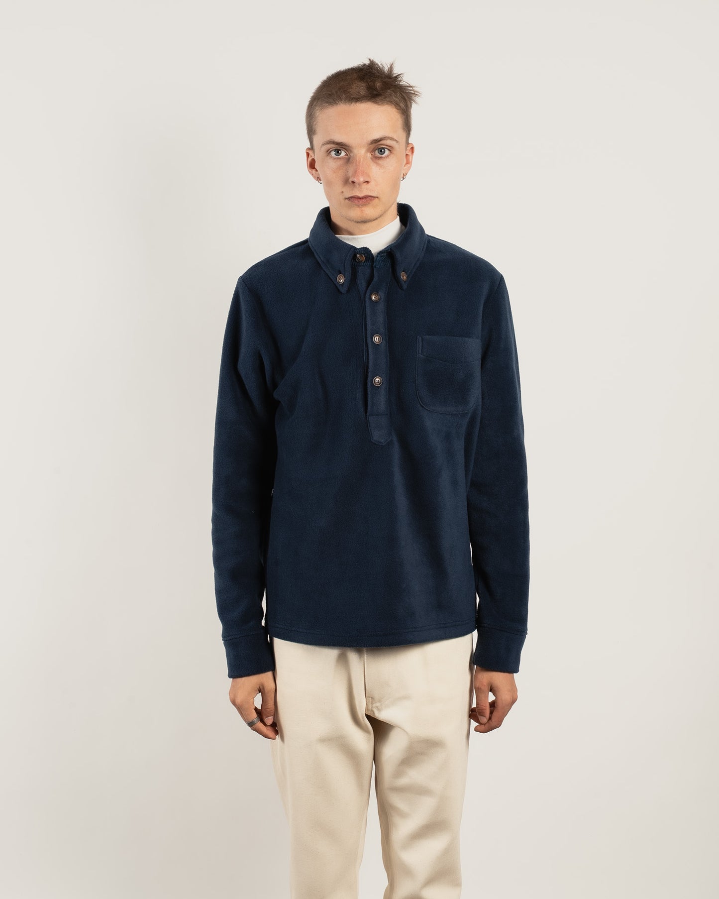 BROOK Fleece Polo shirt - Navy