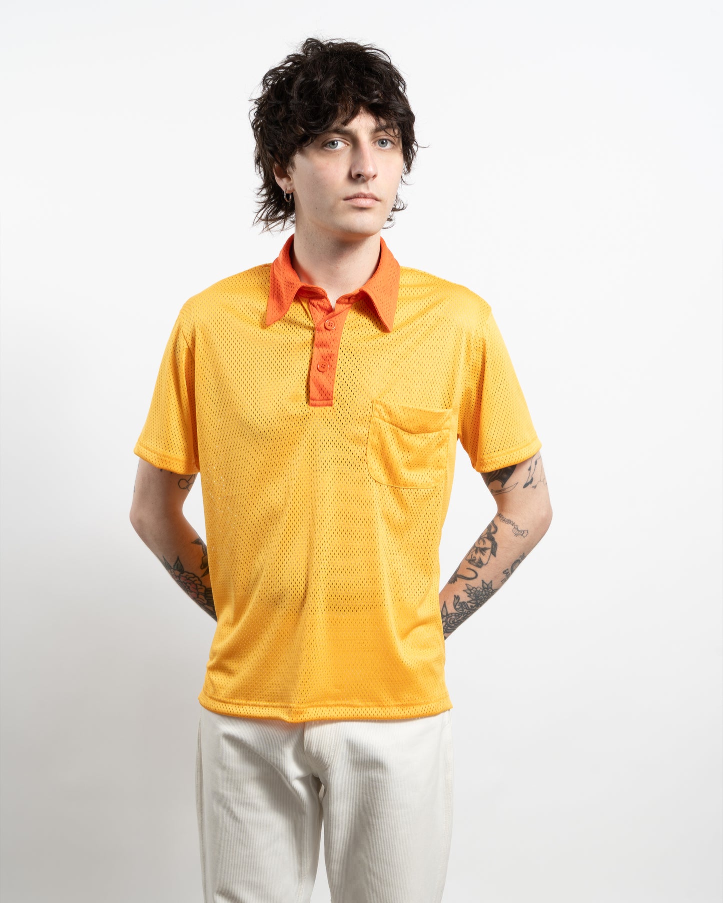 POOL Contrast Aertex polo - Amber