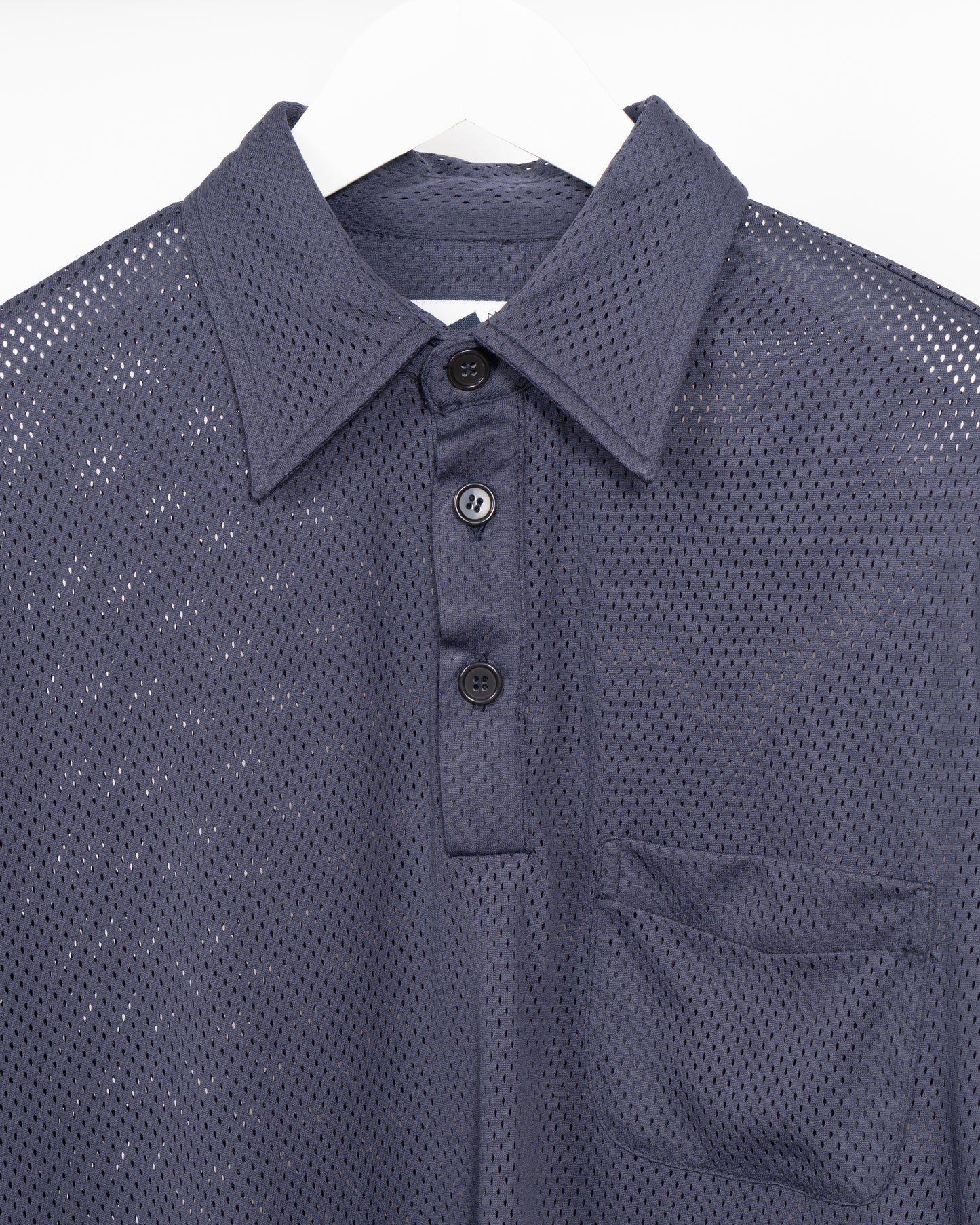 POOLS Aertex Long sleeve polo - Navy