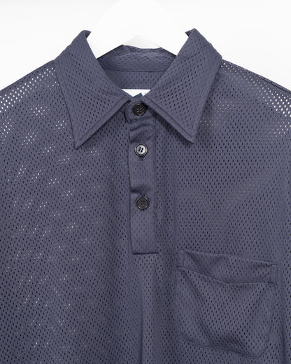 POOLS Aertex Long sleeve polo - Navy
