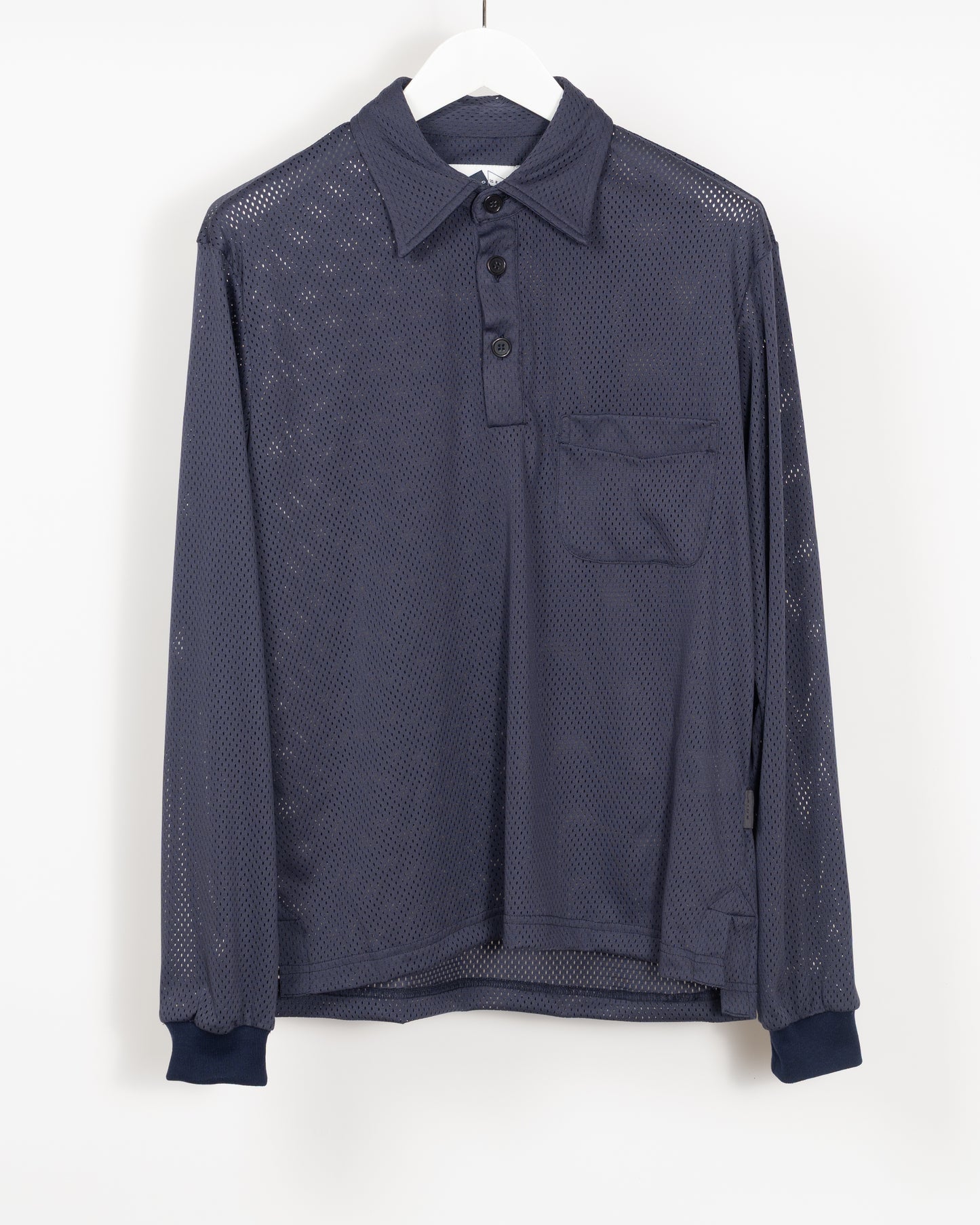 POOLS Aertex Long sleeve polo - Navy