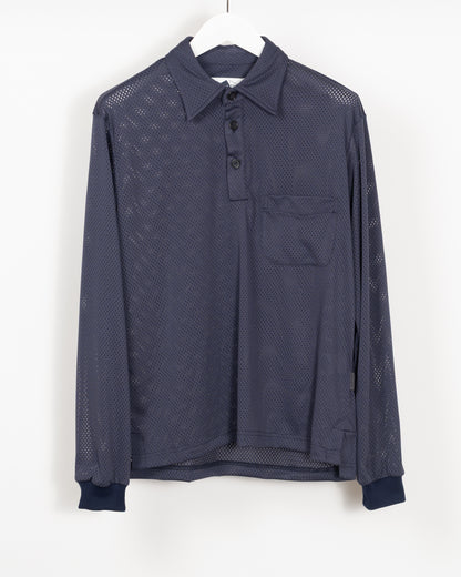 POOLS Aertex Long sleeve polo - Navy