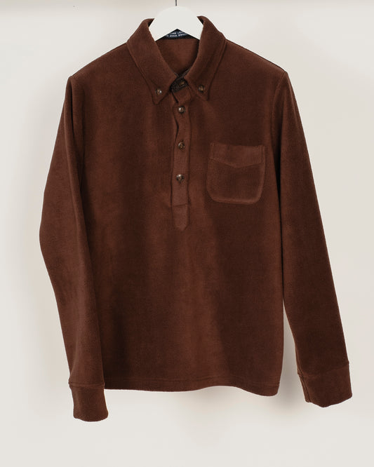 BROOK Fleece Polo shirt - Chestnut Brown
