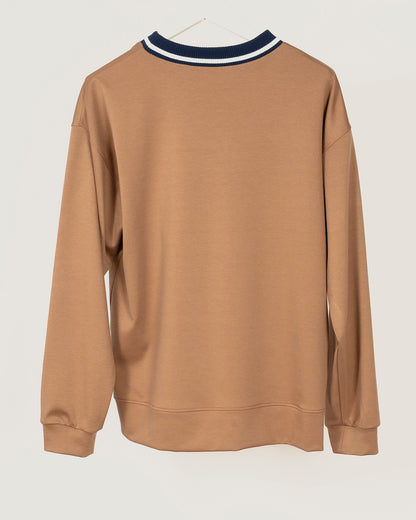 TIDE Contrast collar sweatshirt - Camel