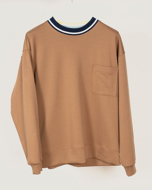 TIDE Contrast collar sweatshirt - Camel
