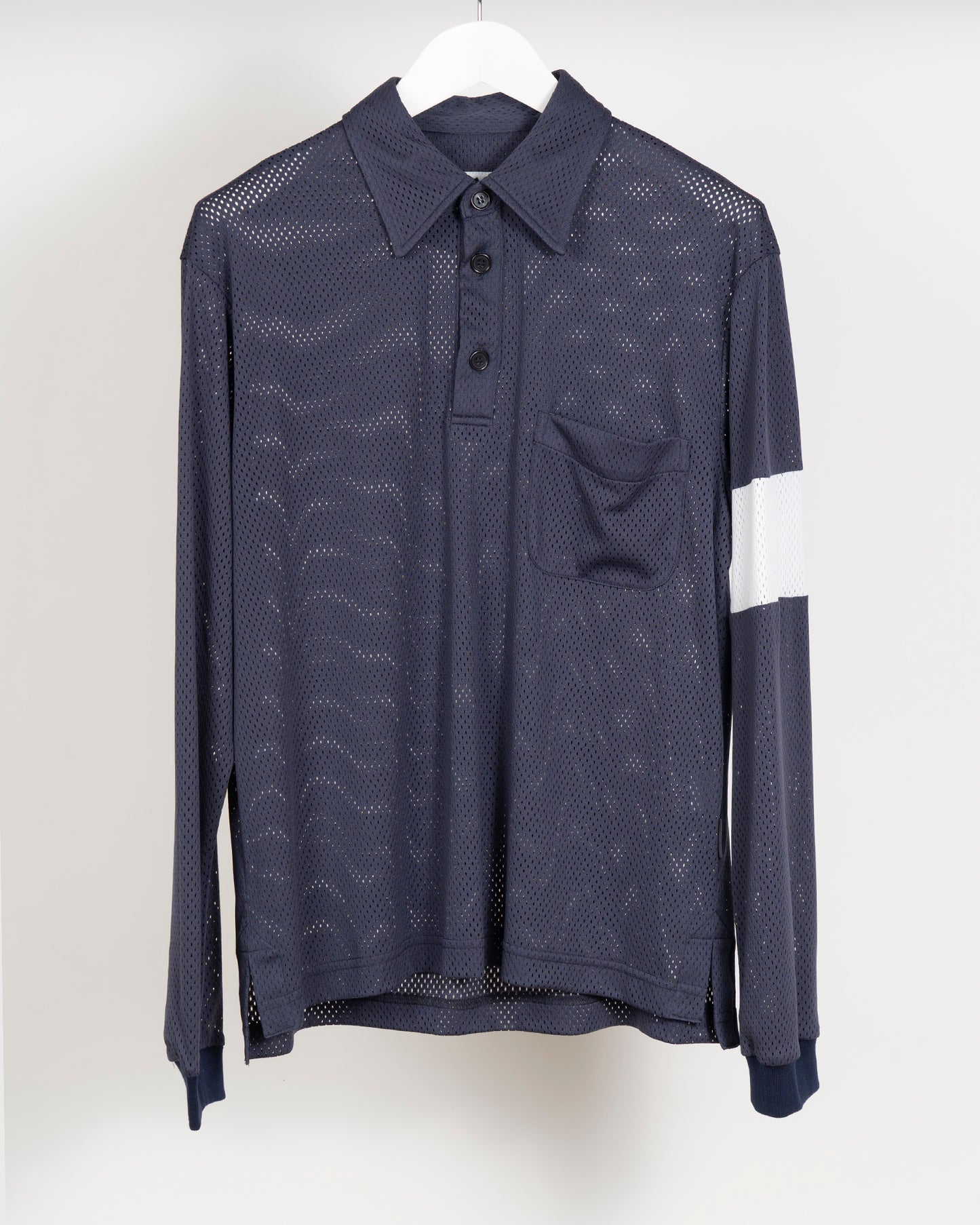 POOLS Airtex longsleeve polo - Navy