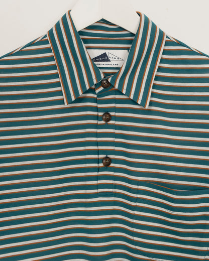 POOL Fine stripe polo - Ivy Green