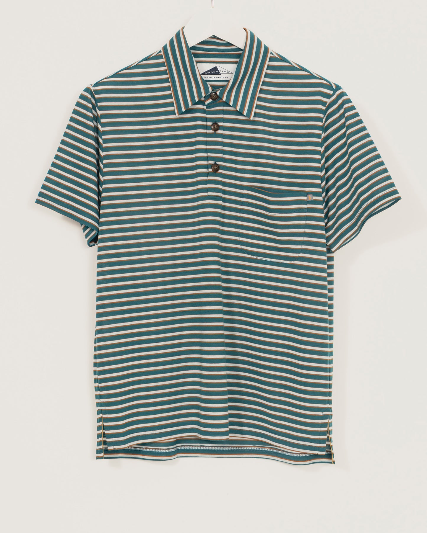 POOL Fine stripe polo - Ivy Green