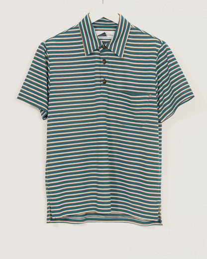 POOL Fine stripe polo - Ivy Green
