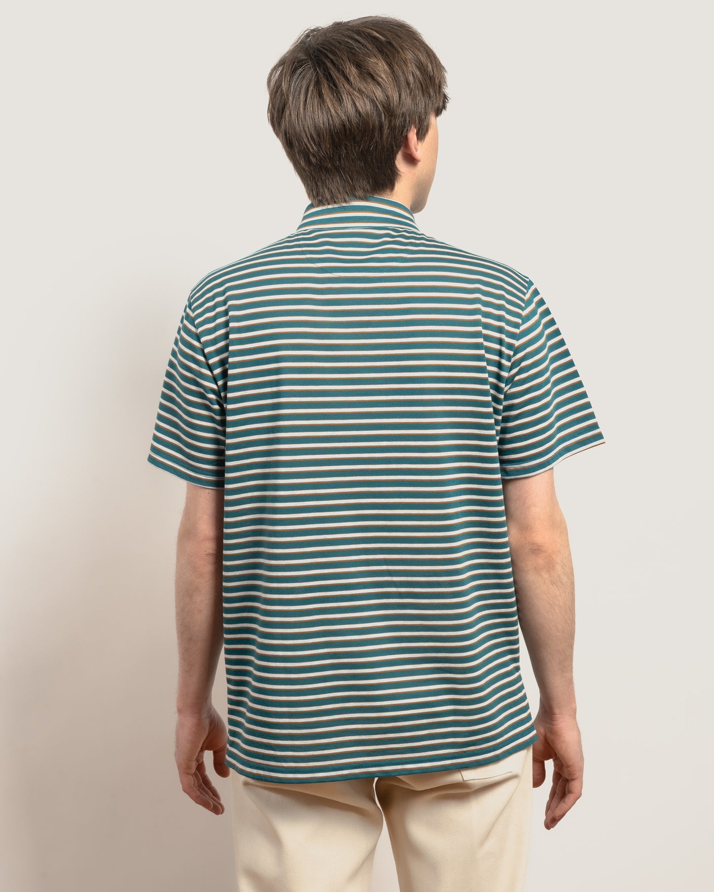 POOL Fine stripe polo - Ivy Green