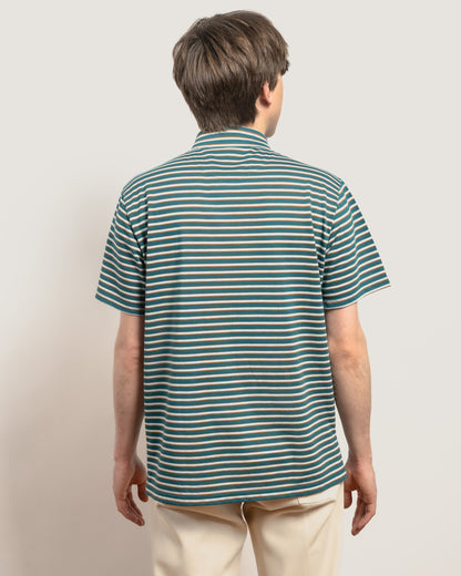 POOL Fine stripe polo - Ivy Green