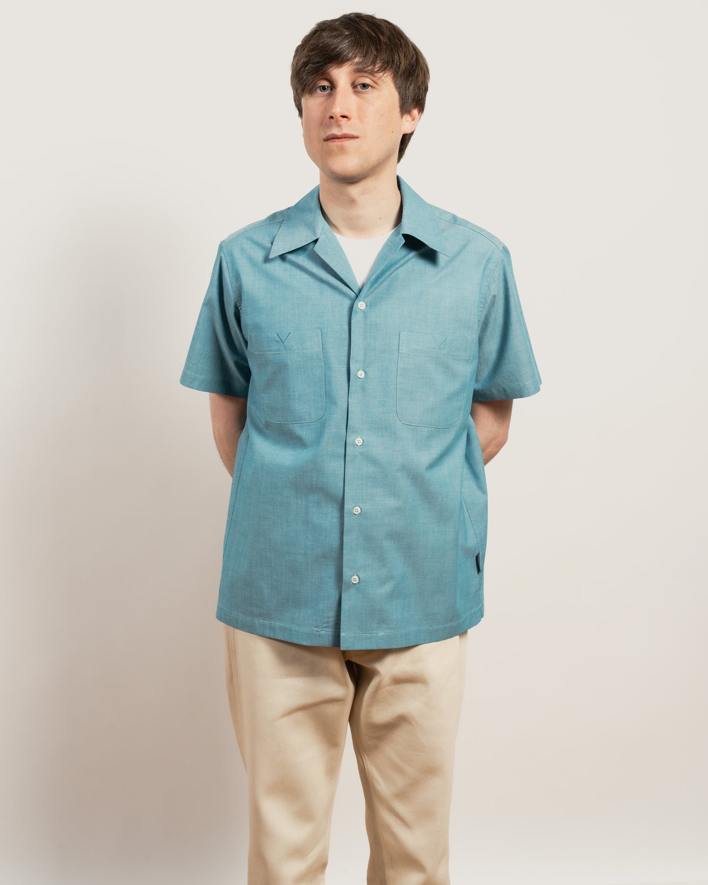 SONORAN Shirt with silk trim - Duck Egg Blue