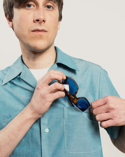 SONORAN Shirt with silk trim - Duck Egg Blue